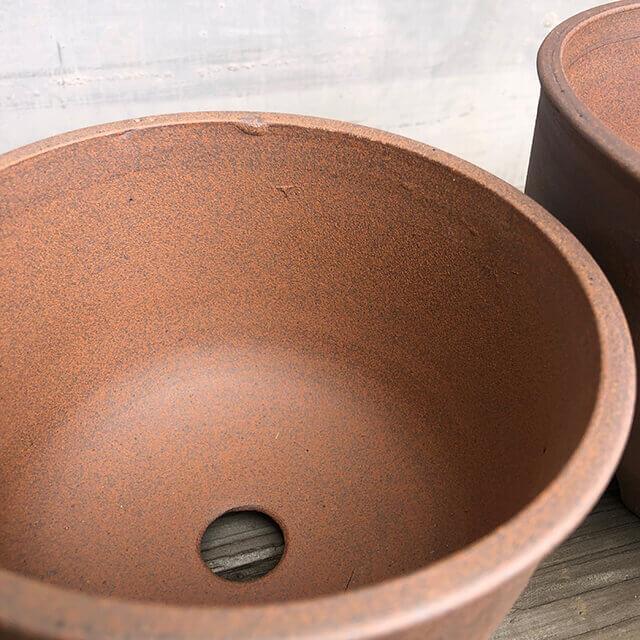 伝市鉢 コウロ型【素焼き】3号 植木鉢 陶器 丹波立杭焼 市野伝市窯