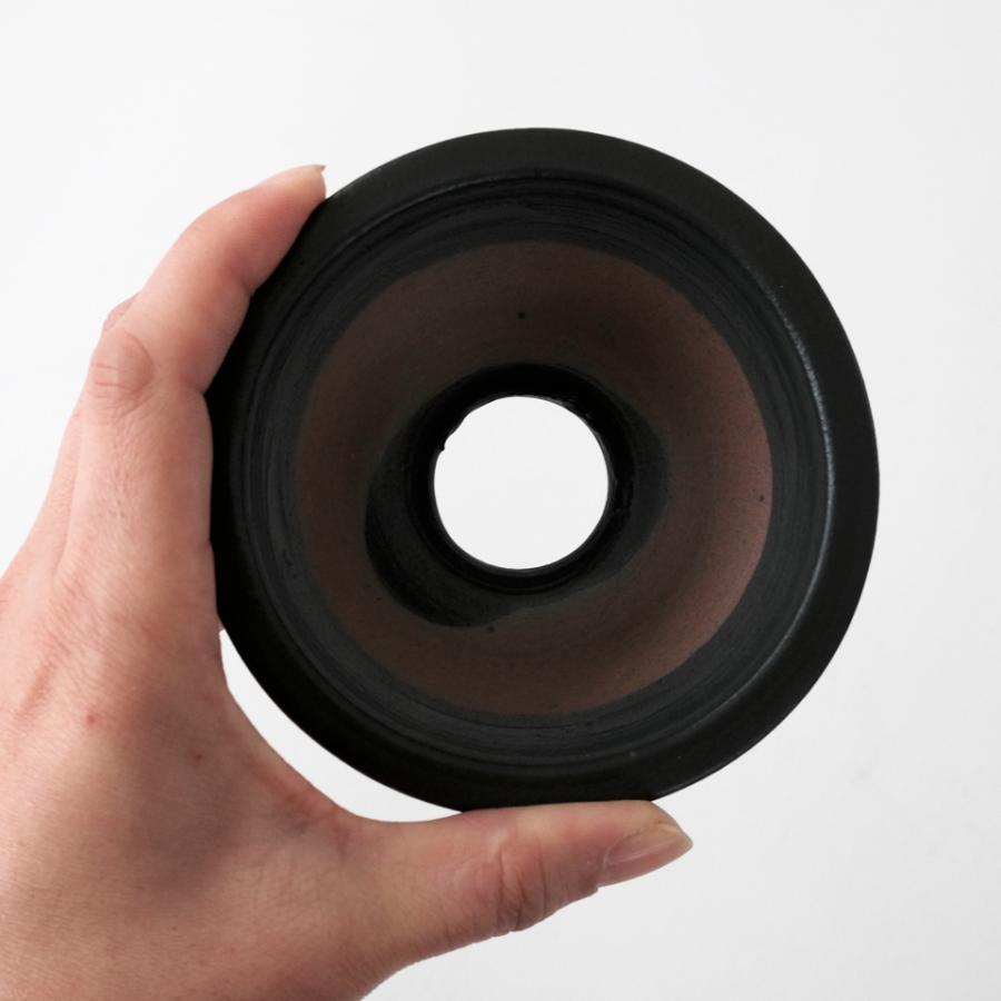 伝市鉢 中深型【ブラック】3号 Φ9.5×H4.5cm 植木鉢 陶器 丹波立杭焼