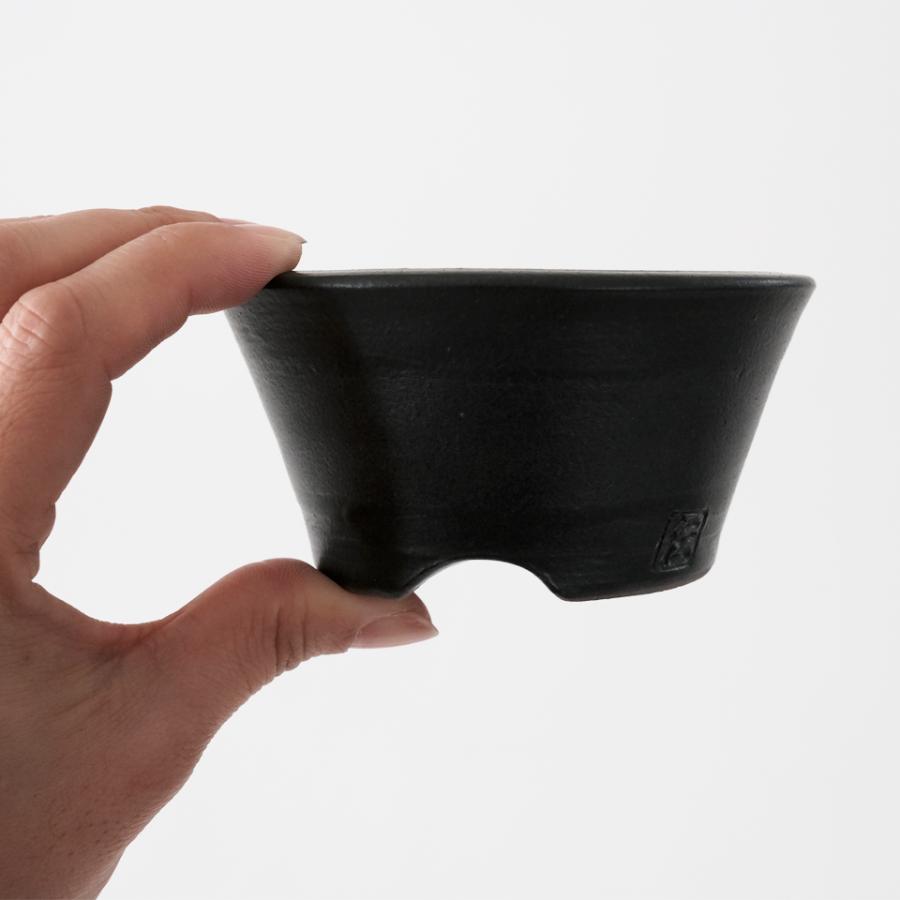 伝市鉢 中深型【ブラック】3号 Φ9.5×H4.5cm 植木鉢 陶器 丹波立杭焼