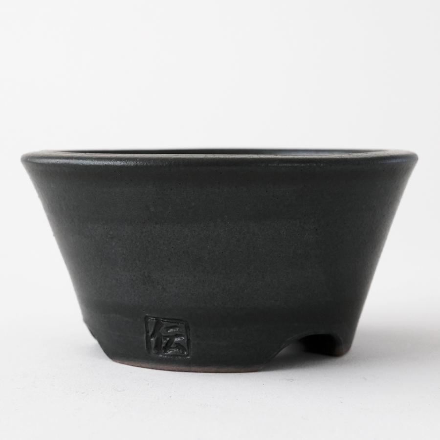 伝市鉢 中深型【ブラック】3号 Φ9.5×H4.5cm 植木鉢 陶器 丹波立杭焼