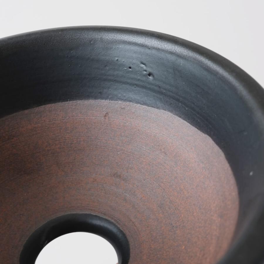 伝市鉢 中深型【ブラック】4号 Φ12×H6cm 植木鉢 陶器 丹波立杭焼