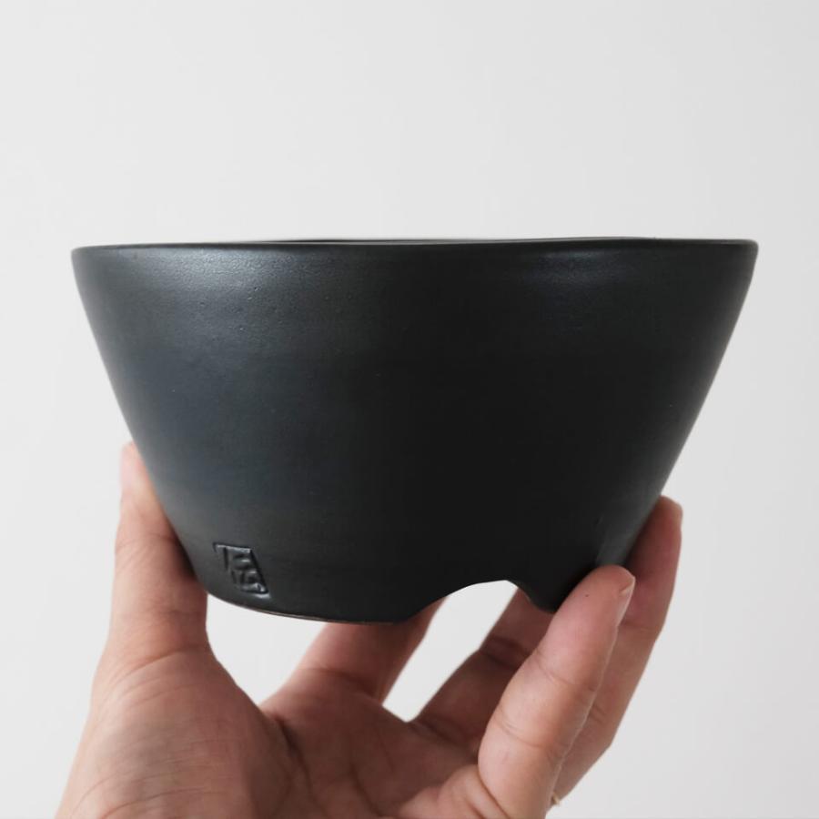 伝市鉢 中深型【ブラック】4号 Φ12×H6cm 植木鉢 陶器 丹波立杭焼 市野