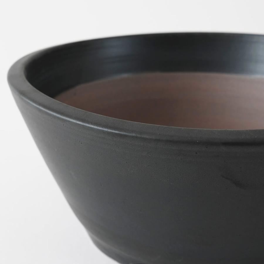 伝市鉢 中深型【ブラック】6号 Φ18×H8cm 植木鉢 陶器 丹波立杭焼 市野