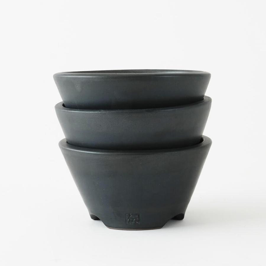 伝市鉢 中深型【ブラック】6号 Φ18×H8cm 植木鉢 陶器 丹波立杭焼 市野