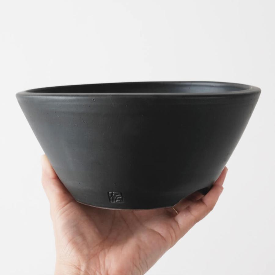 伝市鉢 中深型【ブラック】6号 Φ18×H8cm 植木鉢 陶器 丹波立杭焼 市野