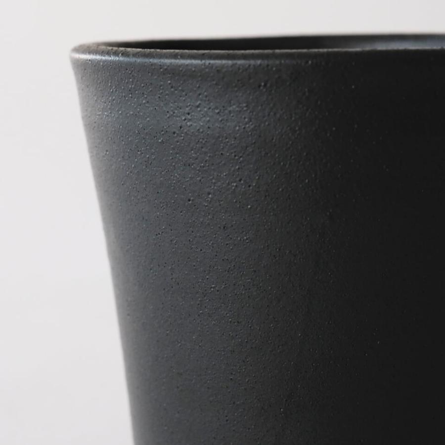 伝市鉢 シャジン型【ブラック】3.5号 Φ10.5×H12cm 植木鉢 黒 陶器 丹波