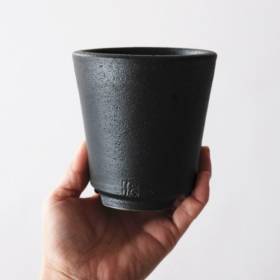 伝市鉢 シャジン型【ブラック】3号 Φ9.5×H9.5cm 植木鉢 黒 陶器 丹波立