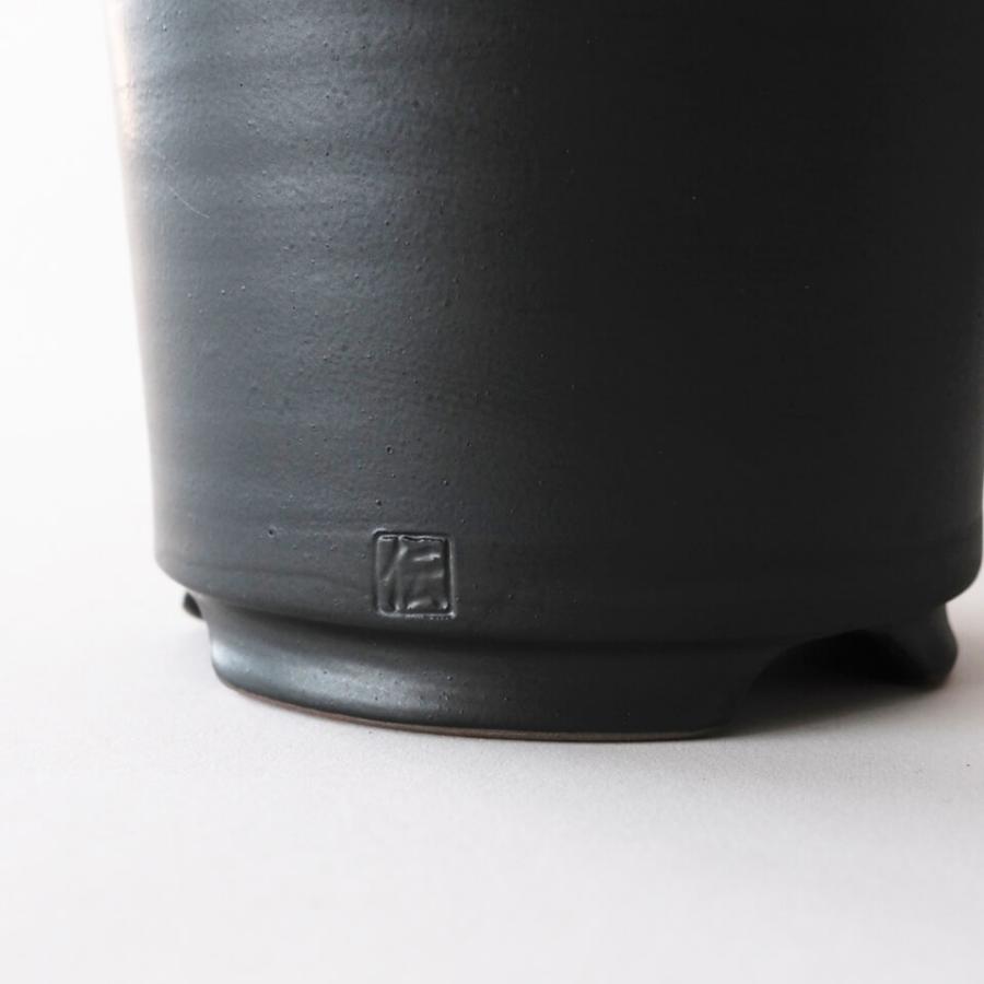 伝市鉢 シャジン型【ブラック】5号 Φ15.5×H16cm 植木鉢 黒 陶器 丹波立