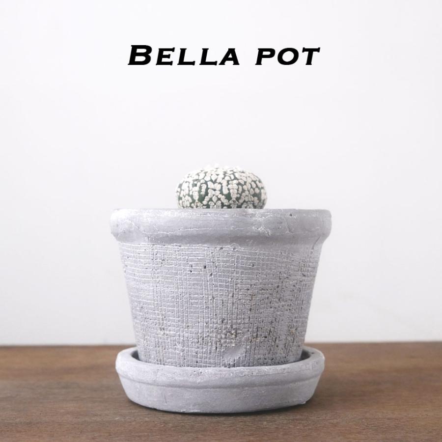 BELLA POT／3号鉢 11.5cm 植木鉢 受け皿付 北欧 グレー 透明感 手作り