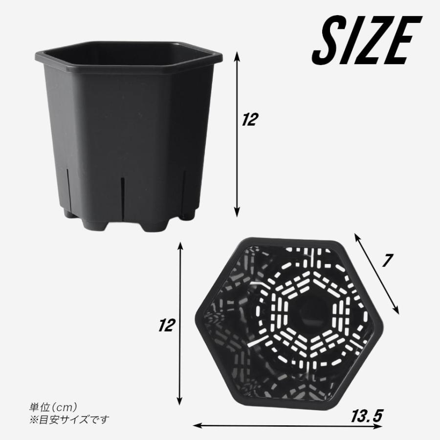 Hexa Pot 4号／植木鉢 スリット鉢 サークリング防止 通気 排水 作業