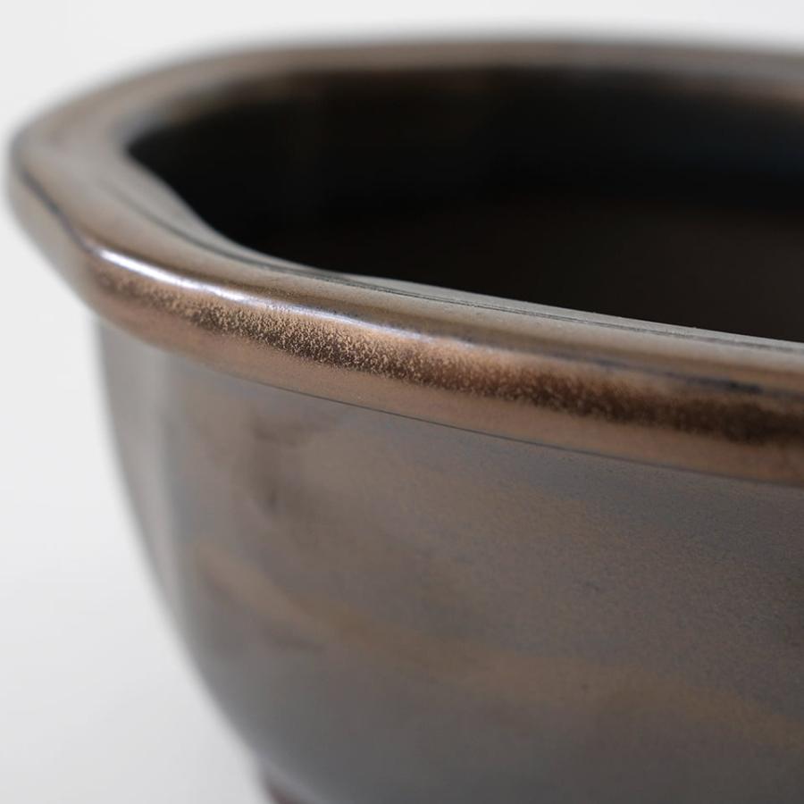BONSAI PLANTER【 MOKKO 】 ブロンズ W17cm×H8.5cm 陶器 植木鉢 ウ泥鉢