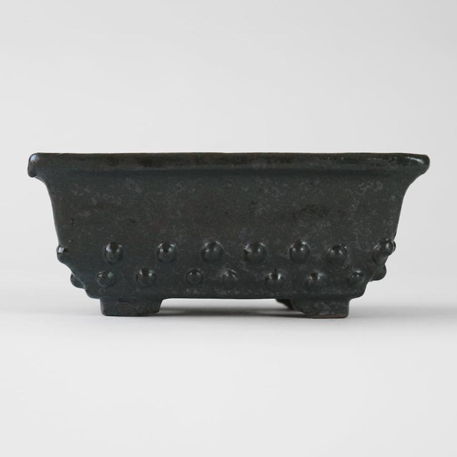 現品限り！かみ山陶器・STUDS・W13.5cm×H5.5cm 鋲打長方鉢 植木鉢 陶器