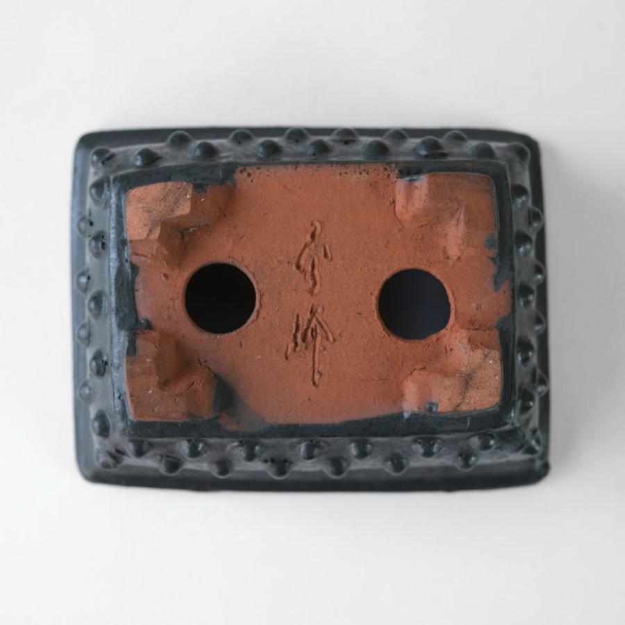 現品限り！かみ山陶器・STUDS・W13.5cm×H5.5cm 鋲打長方鉢 植木鉢 陶器