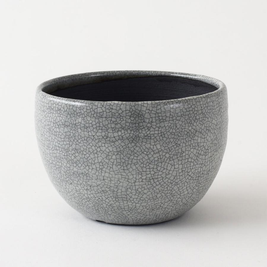KAMIYAMA 白マット貫入【丸鉢】φ12.5cm×H9cm 4号 植木鉢 陶器 ボウル