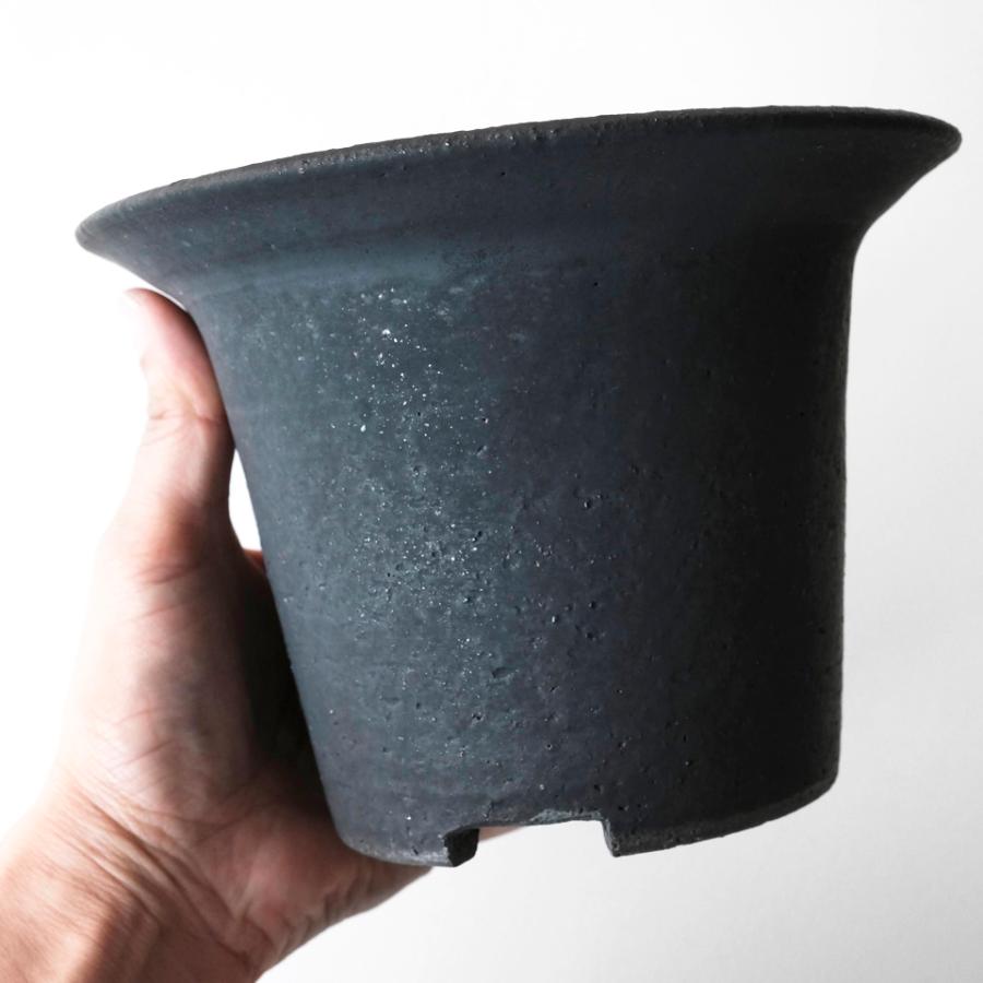 KAMIYAMA -黒釉ツバ広- 【L】 φ15cm×H11cm 5号 リム付き 陶器