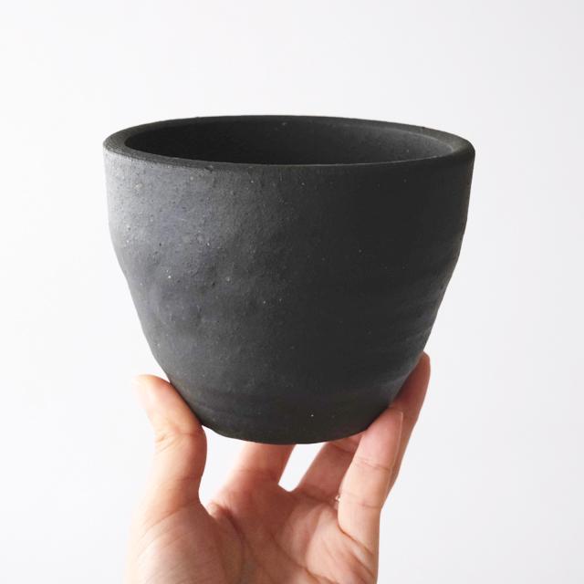 常滑焼【 Lisse 】φ12×H8.5cm 植木鉢 受皿付 4号 シンプル 陶器 渋い