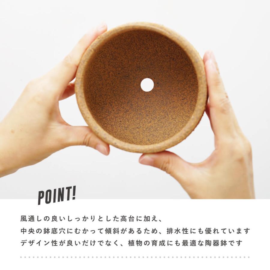 美濃焼 MATCHA-POT【 Brown 】ブラウン φ12×H8cm 植木鉢 受皿付 4号