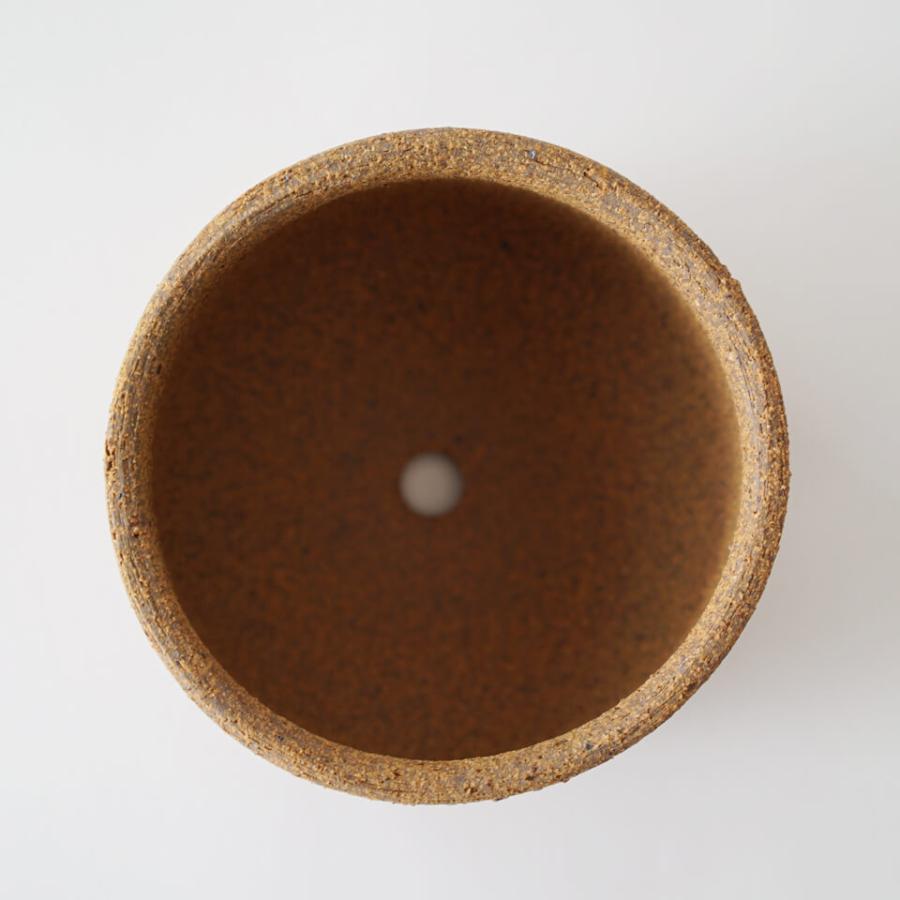 美濃焼 MATCHA-POT【 Brown 】ブラウン φ12×H8cm 植木鉢 受皿付 4号