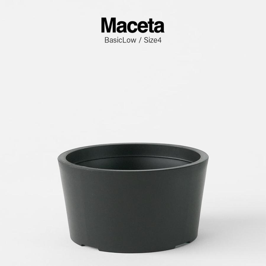 Maceta PlasticPot／BasicLow【Size4】Φ110.5mm×H59.5mm 内径99mm マセタ プラ鉢 植木鉢 黒 マット 艶消し 排水性 おしゃれ 室内 浅鉢 3.5号 実生 子株 | 