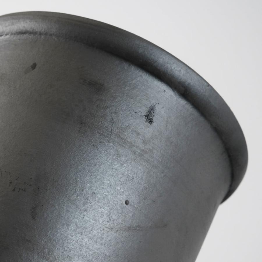 SMOKED POT【 菊鉢 】5号 Φ16cm×H14cm 陶器 植木鉢 いぶし鉢 燻し焼 銀