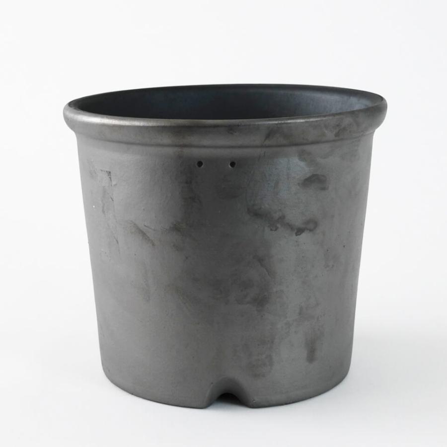 SMOKED POT【 菊鉢 】7号 Φ23cm×H19.5cm 陶器 植木鉢 いぶし鉢