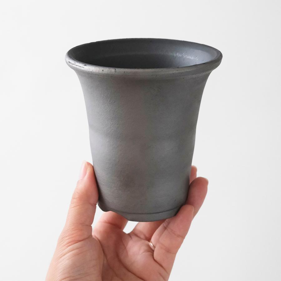 SMOKED POT【 ラン鉢 】3号 Φ9.5cm×H10.5cm 陶器 植木鉢 いぶし SMOKED POT【 ラン鉢 】3号 Φ9.5cm×H10.5cm 陶器 植木鉢 いぶし