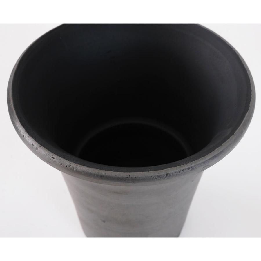 SMOKED POT【 ラン鉢 】5号 Φ16cm×H18cm 陶器 植木鉢 いぶし鉢 燻し焼