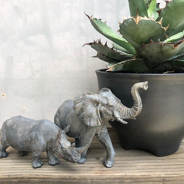 オブジェ オーナメント【サイ】犀 動物 ガーデニング 置物 シンプル