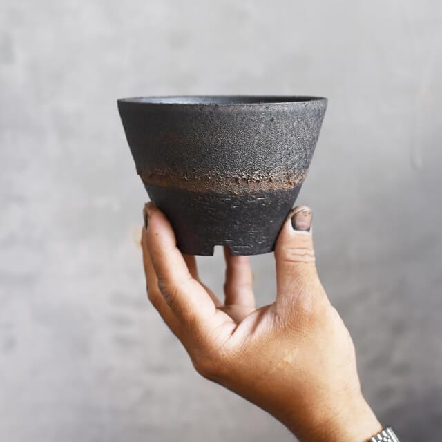 KAMIYAMA -金彩サンカク鉢-【4号】12cm×8.5cm かみ山陶器 信楽焼