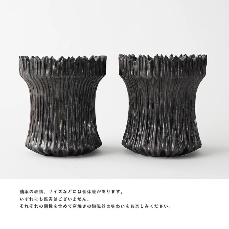澤田勇一朗【 黒銅釉鉢／Freaks 】 植木鉢 手彫り 3号 4号 陶磁器 エン