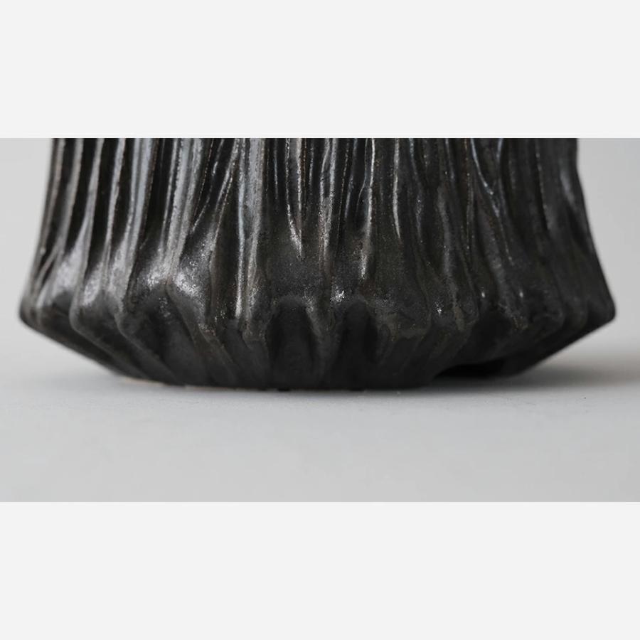 澤田勇一朗【 黒銅釉鉢／Freaks 】 植木鉢 手彫り 3号 4号 陶磁器 エン