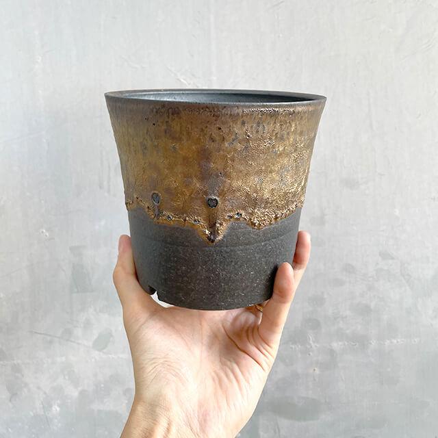 KAMIYAMA -STANDARD- POT【金彩 5号】15cm×13cm かみ山陶器 信楽焼