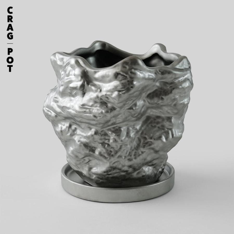 CRAG POT【SILVER】Φ16cm×H16cm 植木鉢 陶器 5号 おしゃれ かっこいい