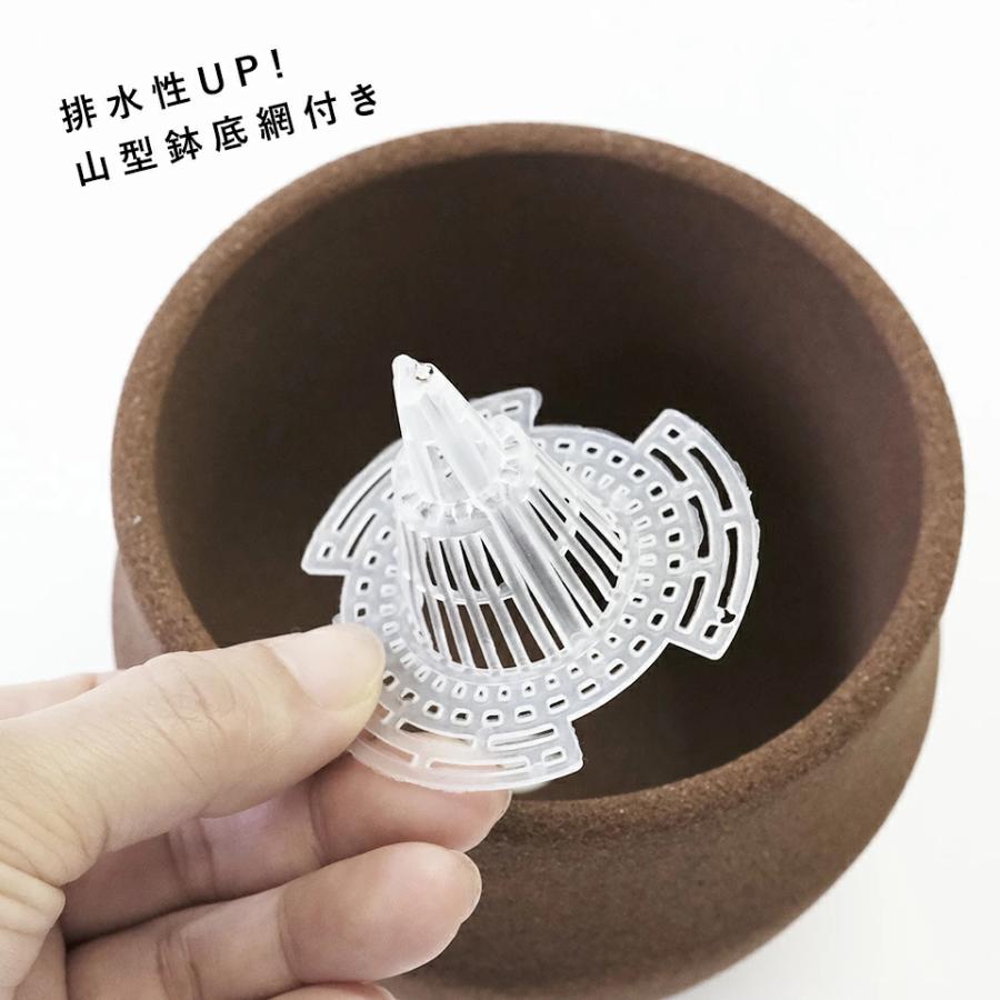 VOCK【 BROWN 】選べる2TYPE 鉢底網付き 火山岩 植木鉢 4号 根腐れし