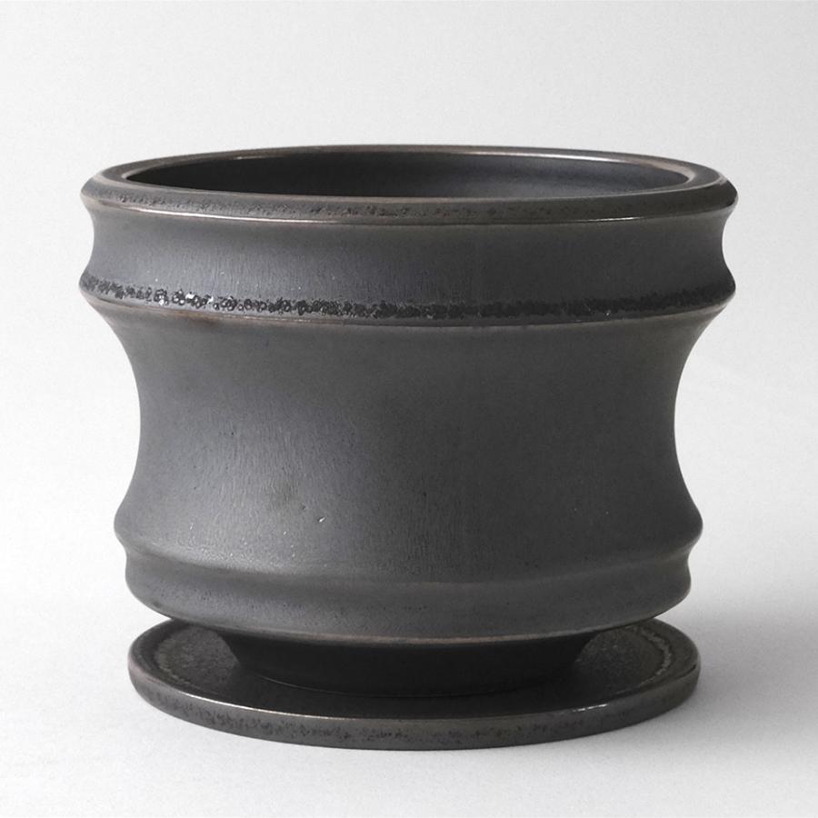 Alloy【 L 】5号 Φ15m×H12cm 植木鉢 受け皿付 グレー 個性的 アロイ