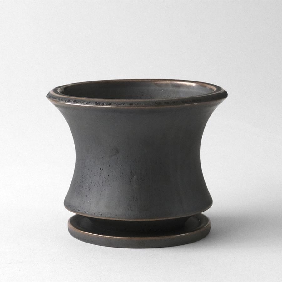 Alloy【 M 】4号 Φ11.7cm×H9.6cm 植木鉢 受け皿付 グレー 個性的