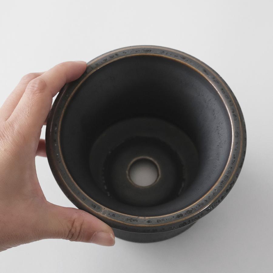 Alloy【 M 】4号 Φ11.7cm×H9.6cm 植木鉢 受け皿付 グレー 個性的