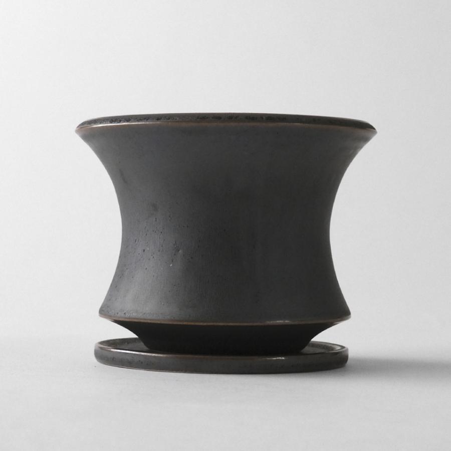 Alloy【 M 】4号 Φ11.7cm×H9.6cm 植木鉢 受け皿付 グレー 個性的