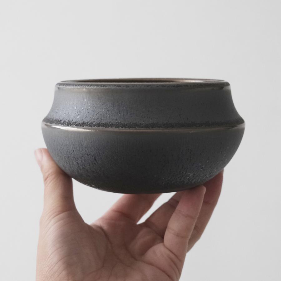 Alloy【 M-low 】4号 Φ12cm×H6.8cm 植木鉢 受け皿付 グレー 個性的