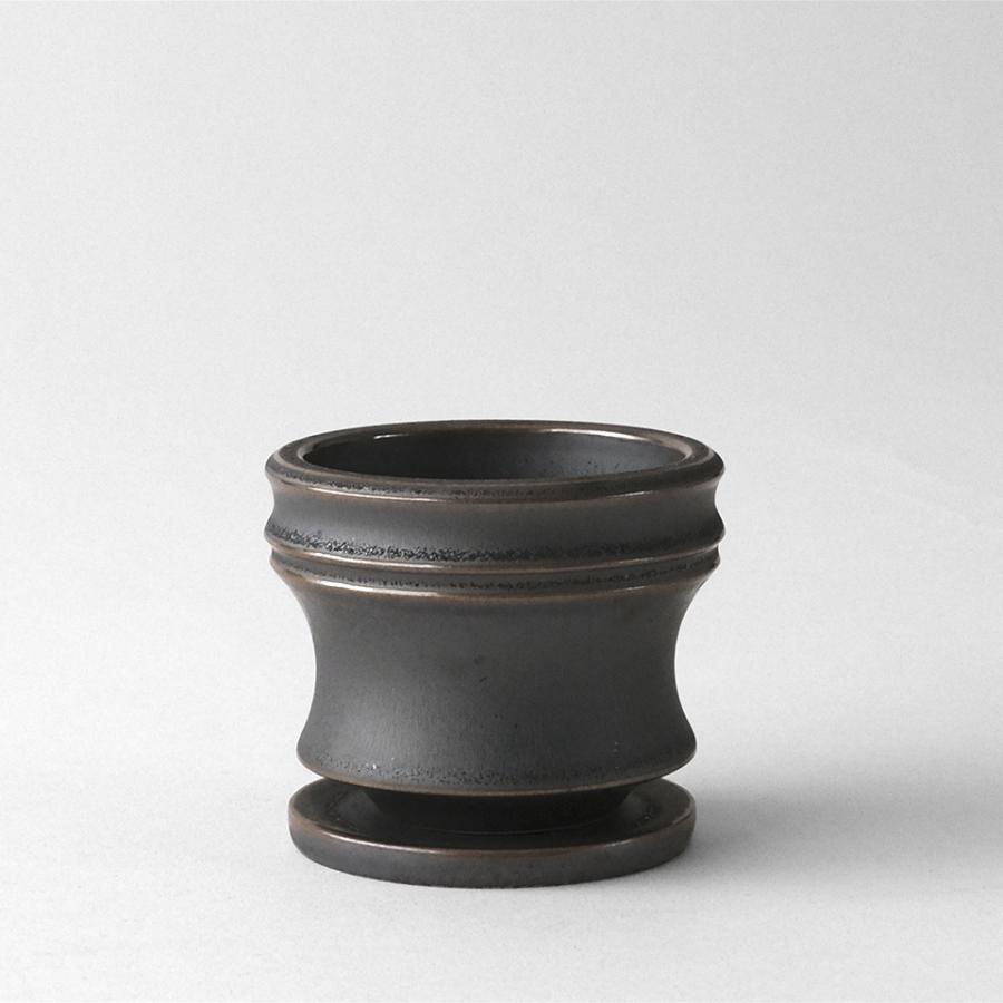 Alloy【 S 】3号 Φ9cm×H7.3cm 植木鉢 受け皿付 グレー 個性的 アロイ