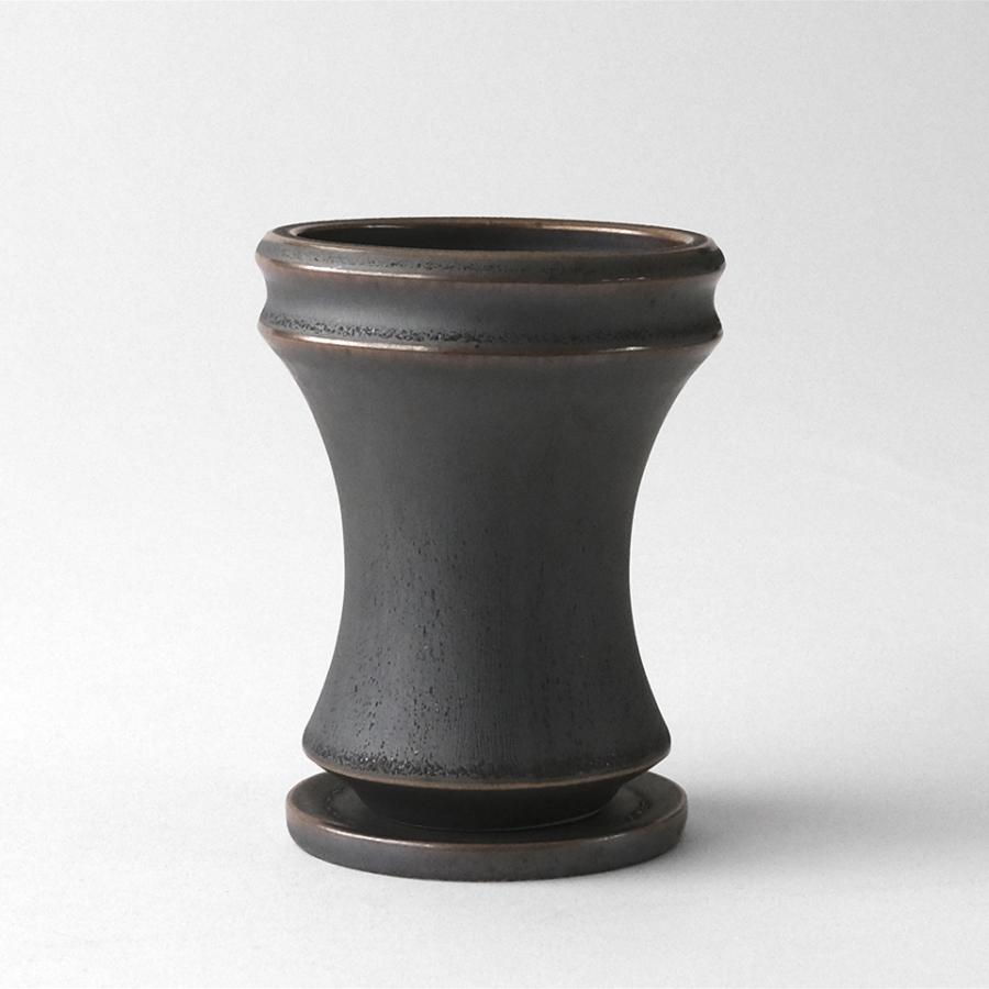 Alloy【 S-high 】3号 Φ9cm×H11.2cm 植木鉢 受け皿付 グレー 個性的