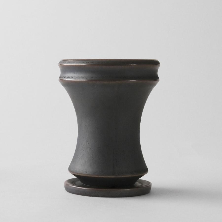 Alloy【 S-high 】3号 Φ9cm×H11.2cm 植木鉢 受け皿付 グレー 個性的