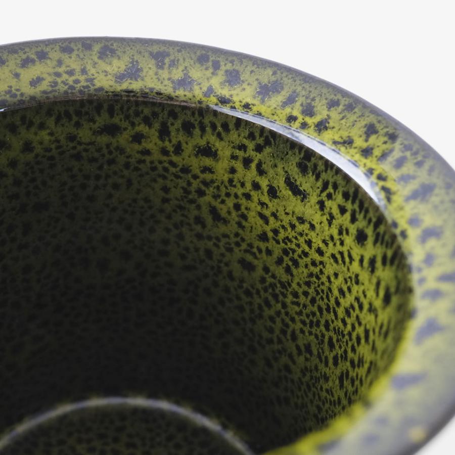 FLECK POT&SAUCER【S】GRREN／φ11.5×H12.5cm 植木鉢 陶磁器 3号 受皿付