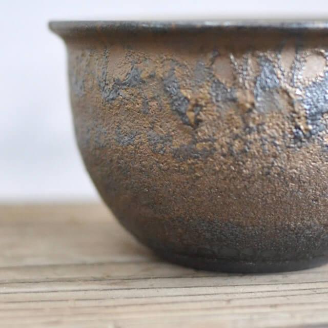 金胎陶芸 陶器 金属に見える 鉢 ボウル 中古 直径21.2センチ 無銘 金胎