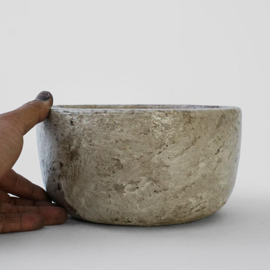 グロスシャロー【ホワイト】Φ20cm×H10.5cm 植木鉢 陶器 7号 受皿付 浅