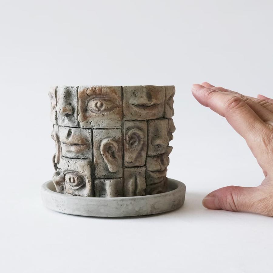 ゲルニカ／Φ10cm×H9cm 植木鉢 3号 受け皿付 ワイルド 個性的