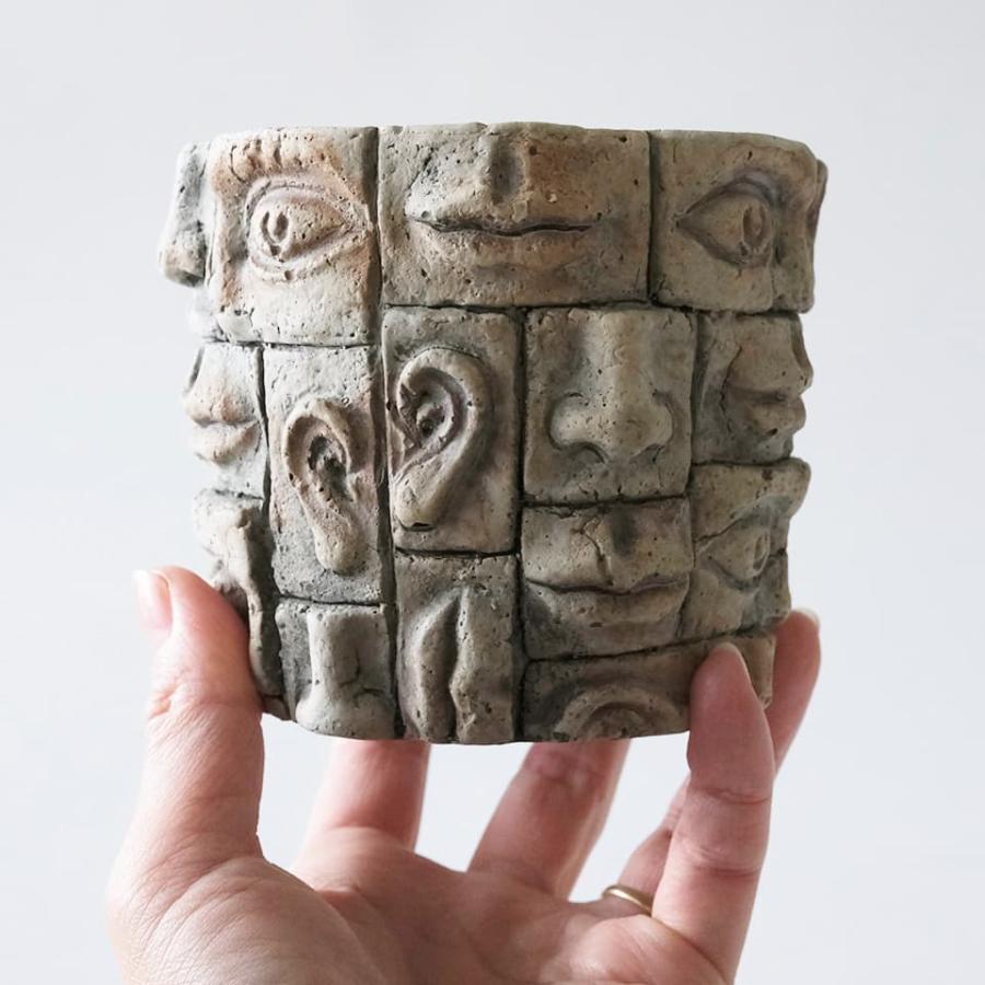 ゲルニカ／Φ10cm×H9cm 植木鉢 3号 受け皿付 ワイルド 個性的