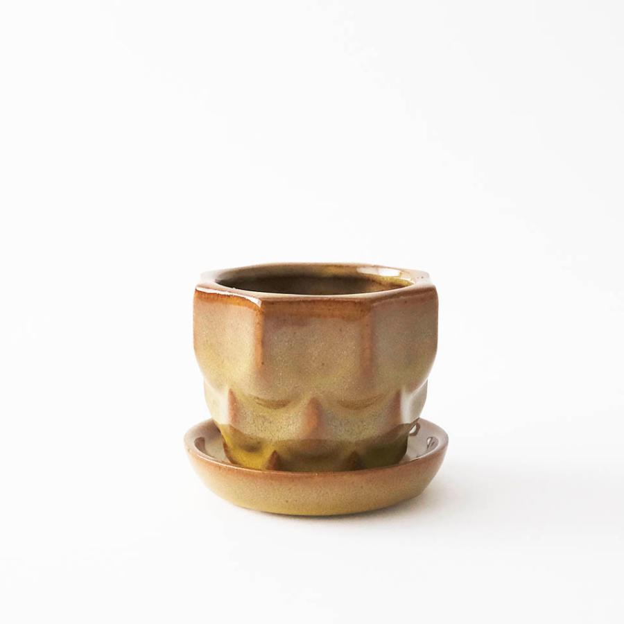 ソルオクタ／Φ9cm×H7.5cm ／陶器 植木鉢 2号 鉢外寸Φ7.5cm×H6cm／受皿