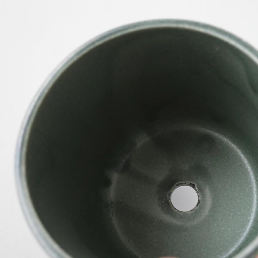 美濃焼 STRIPE-POT 4号 12cm 陶器 植木鉢 受け皿付 シンプル 縦縞 陶器