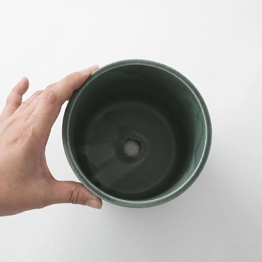 美濃焼 STRIPE-POT 4号 12cm 陶器 植木鉢 受け皿付 シンプル 縦縞 陶器